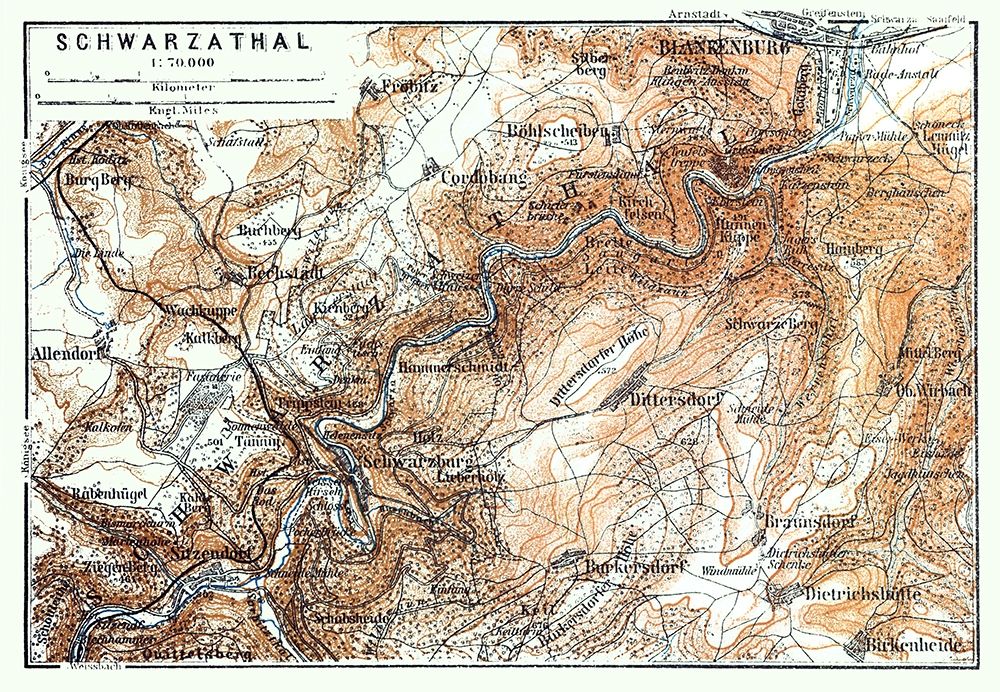 Schwarzatal Region Germany - Baedeker 1914 art print by Baedeker for $57.95 CAD