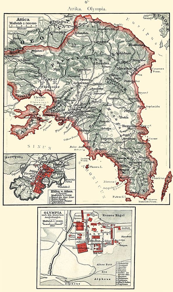 Attica Olympia Greece - Putzgers 1897 art print by Putzgers for $57.95 CAD