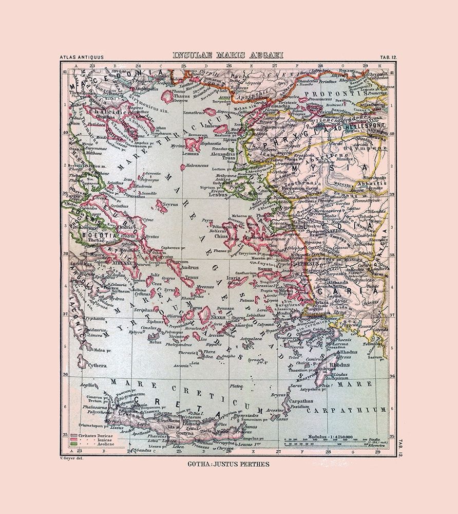 Aegean Sea Islands Greece Turkey - Perthes 1896 art print by Perthes for $57.95 CAD