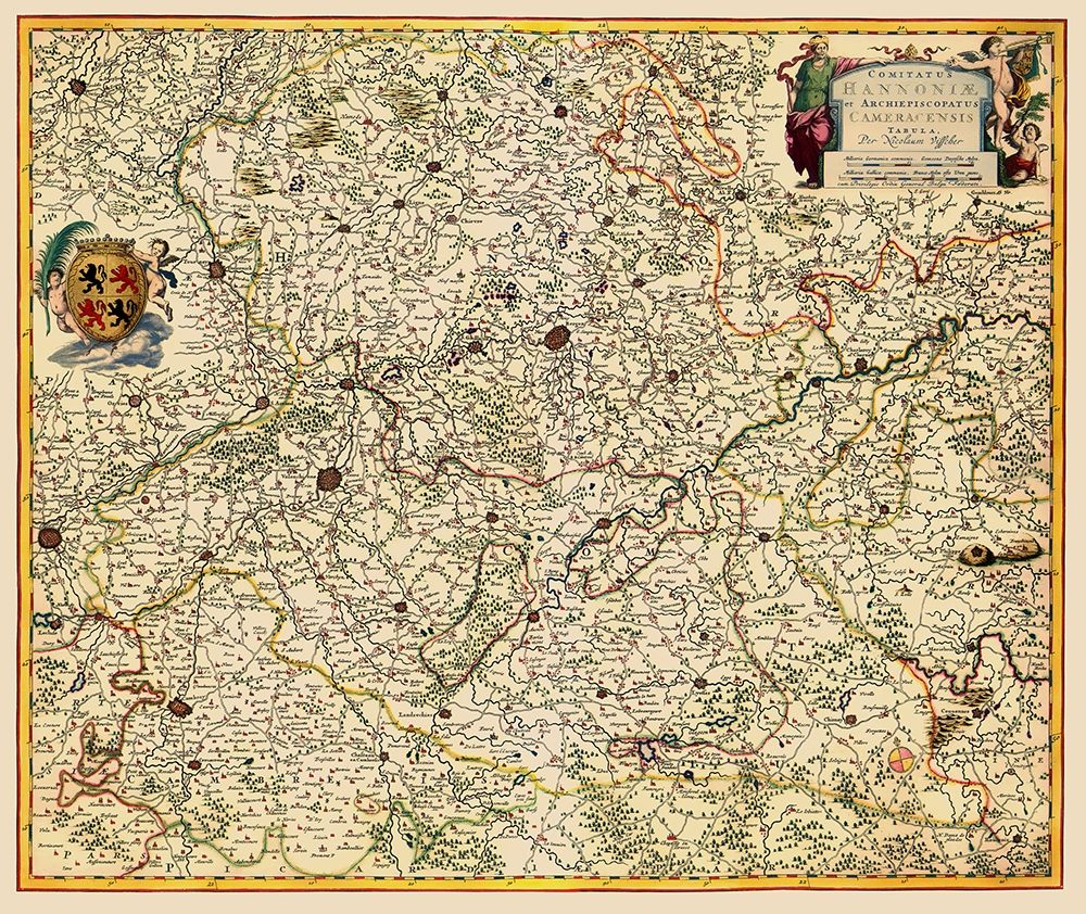 Benelux Hainaut Province Belgium - Visscher 1681 art print by Visscher for $57.95 CAD