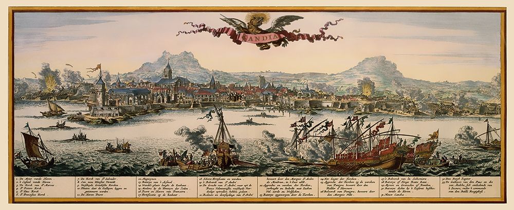 Heraklion Panoramic Greece - Visscher 1680 art print by Visscher for $57.95 CAD