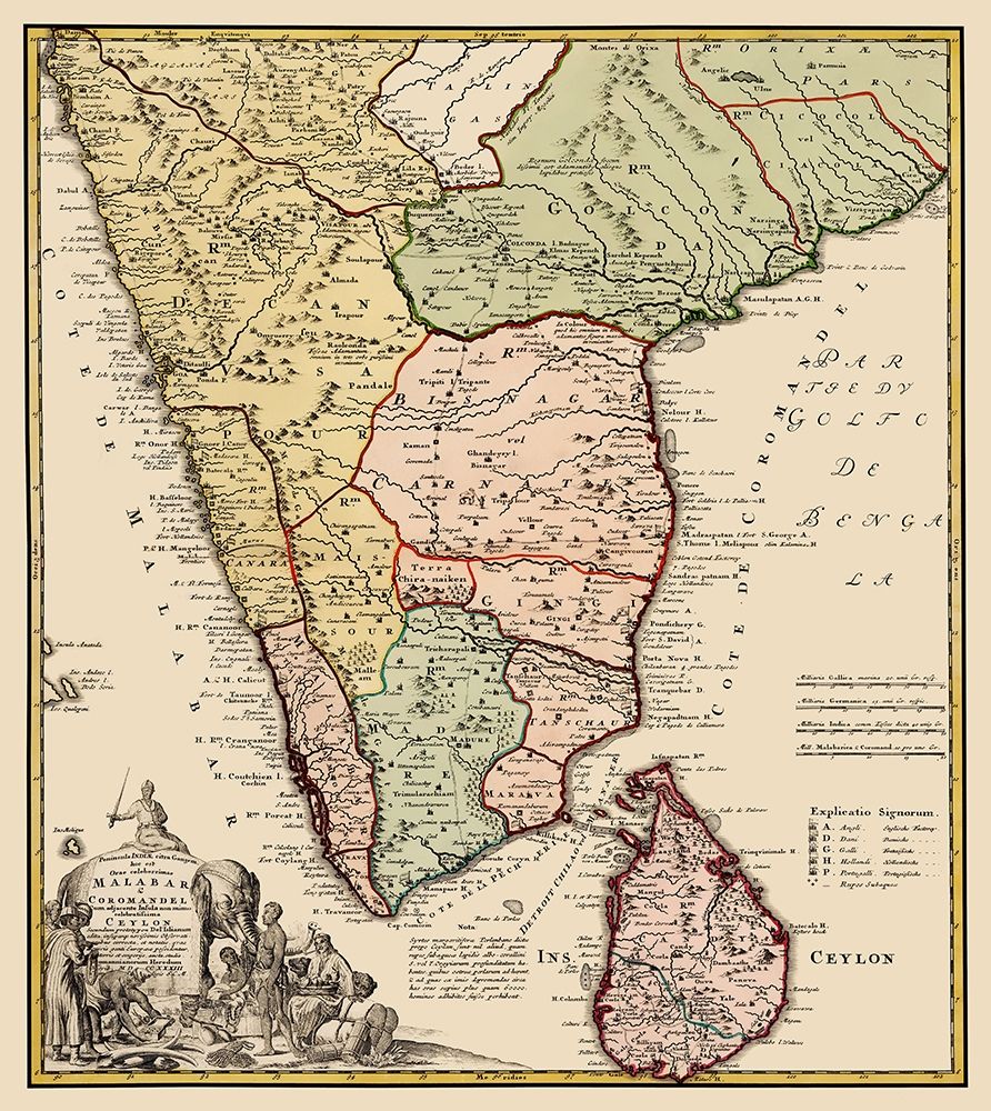 Indian Peninsula Sri Lanka Asia - Homann 1733 art print by Homann for $57.95 CAD