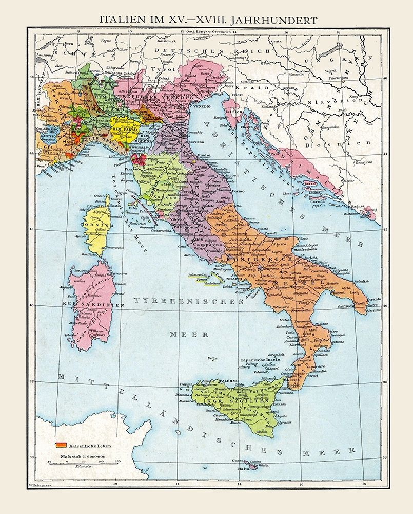 Italy 15-18 Century - Droysen 1886 art print by Droysen for $57.95 CAD