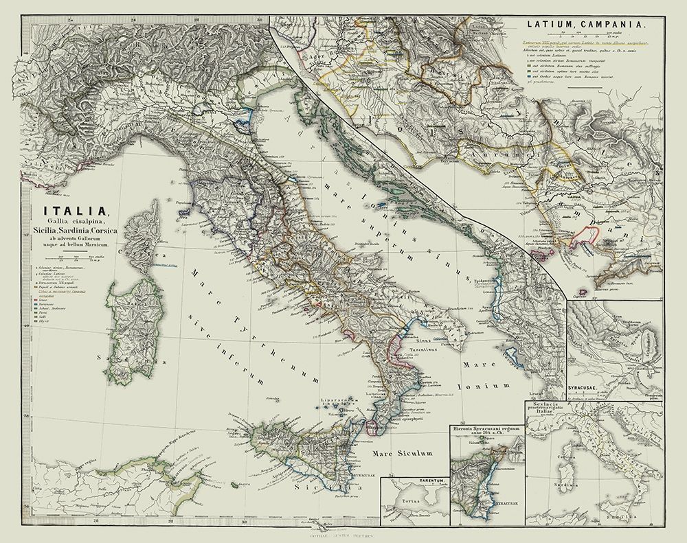 Latium Campania Italy - Spruner 1865 art print by Spruner for $57.95 CAD