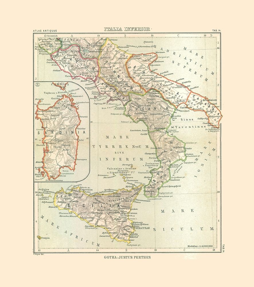 South Italy - Perthes 1896 art print by Perthes for $57.95 CAD