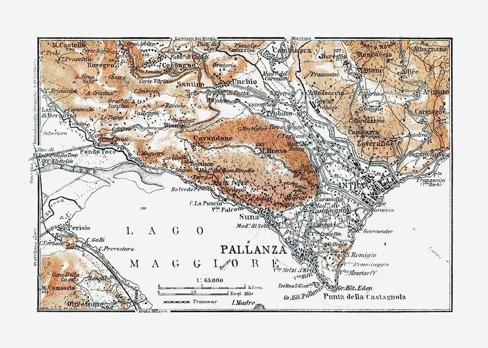 Pallanza Region Italy - Baedeker 1921 art print by Baedeker for $57.95 CAD