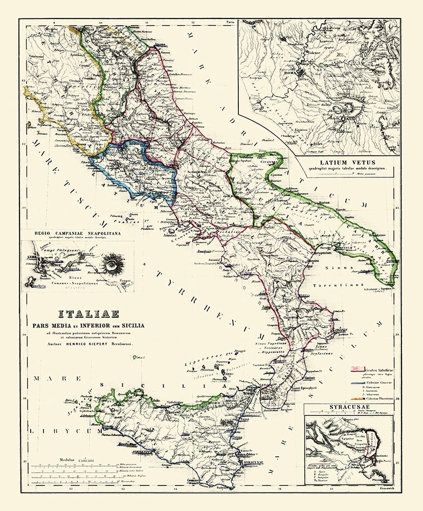 Central South Italy - Kiepert 1903 art print by Kiepert for $57.95 CAD