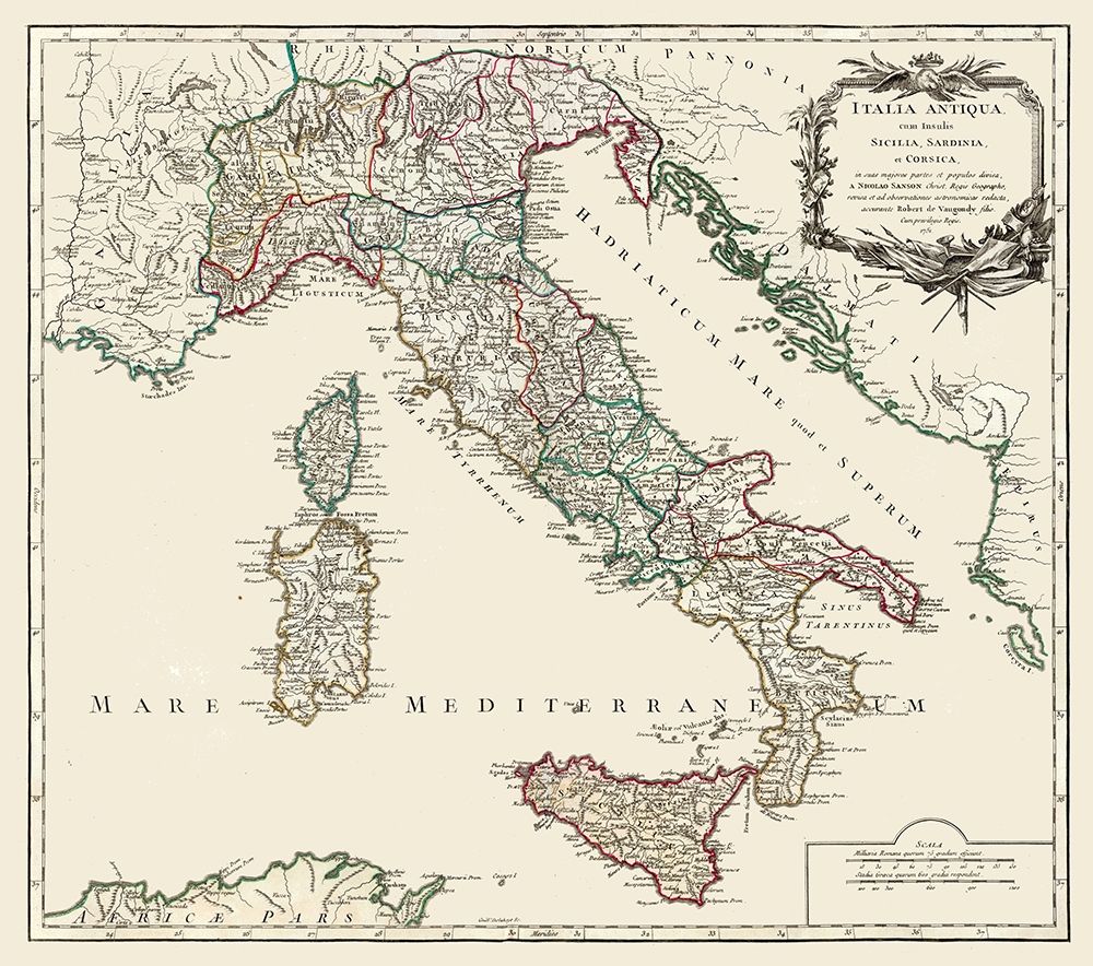 Ancient Italy - Vaugondy 1757 art print by Vaugondy for $57.95 CAD