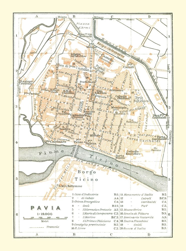 Pavia Italy - Bertarelli 1914 art print by Bertarelli for $57.95 CAD