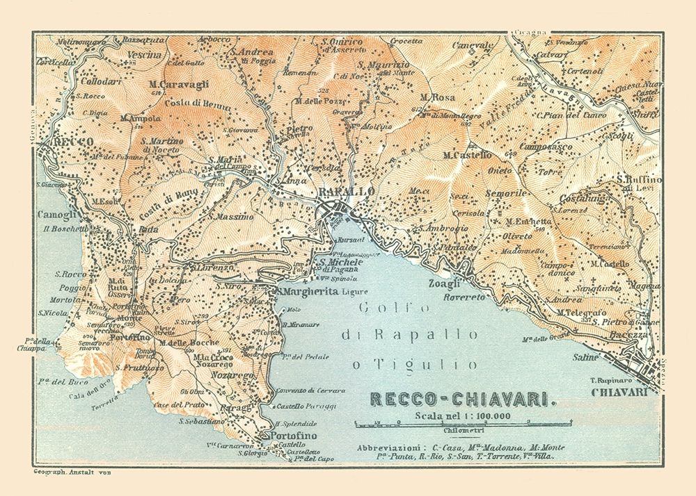 Recco Chiavari Italy - Bertarelli 1914 art print by Bertarelli for $57.95 CAD