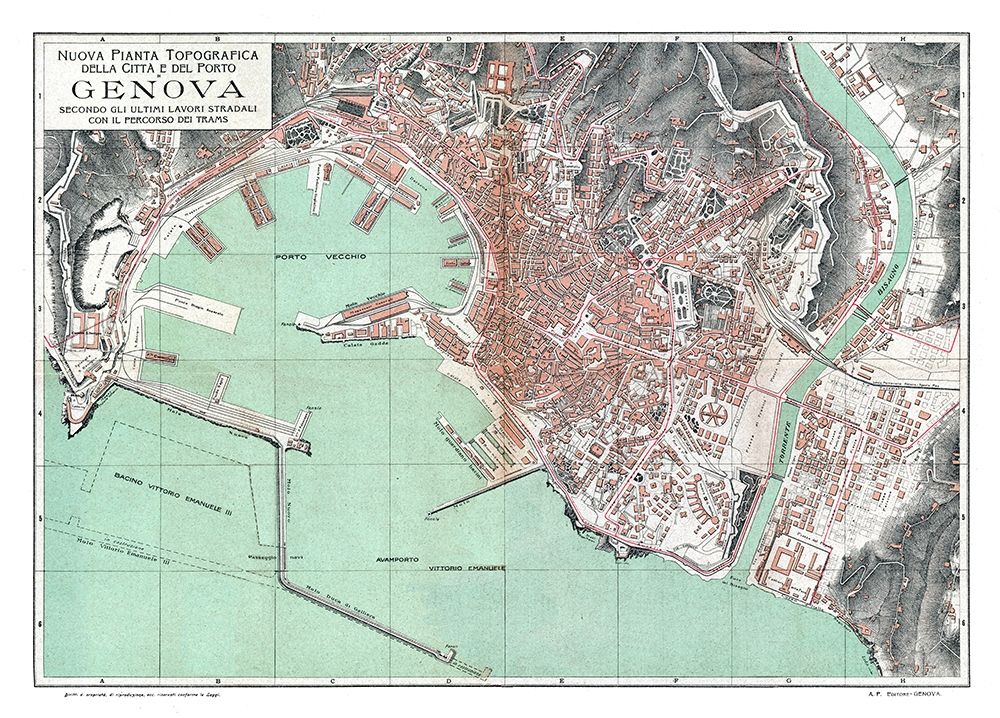 Genoa Italy - Bertarelli 1921 art print by Bertarelli for $57.95 CAD