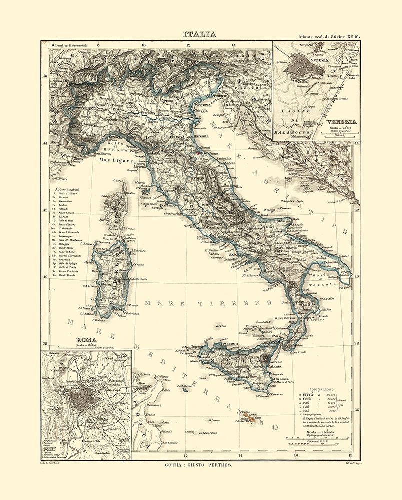 Italy - Perthes 1870  art print by Perthes for $57.95 CAD