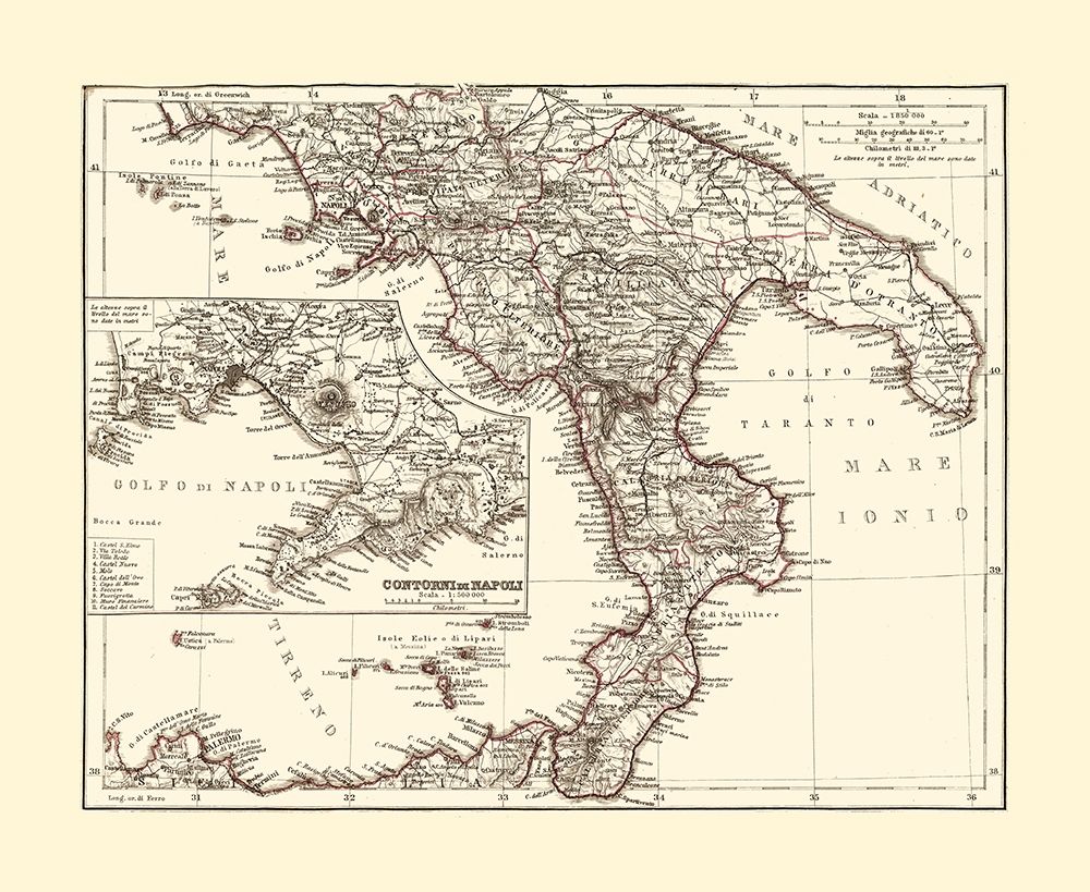 Southern Italy - Perthes 1870  art print by Perthes for $57.95 CAD