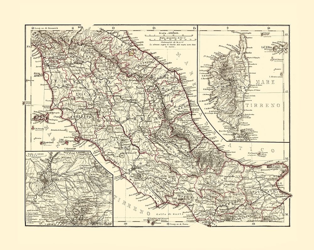 Central Italy - Perthes 1870  art print by Perthes for $57.95 CAD