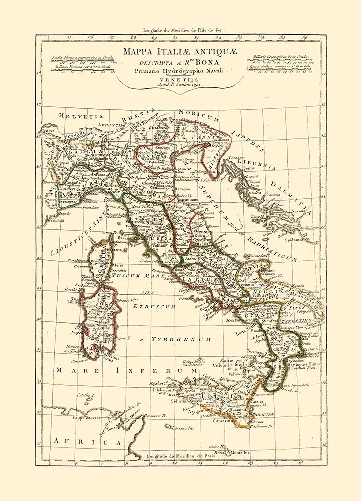 Ancient Italy - Santini 1794  art print by Santini for $57.95 CAD