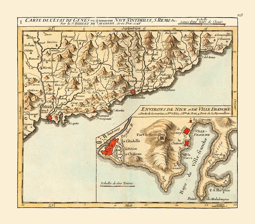 Imperia Genoa Province France - Robert 1748  art print by Robert for $57.95 CAD