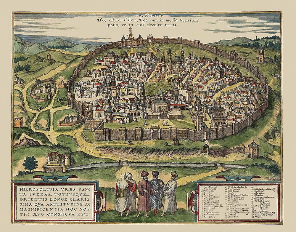 The Holy City Jerusalem Israel - Braun 1575 art print by Braun for $57.95 CAD