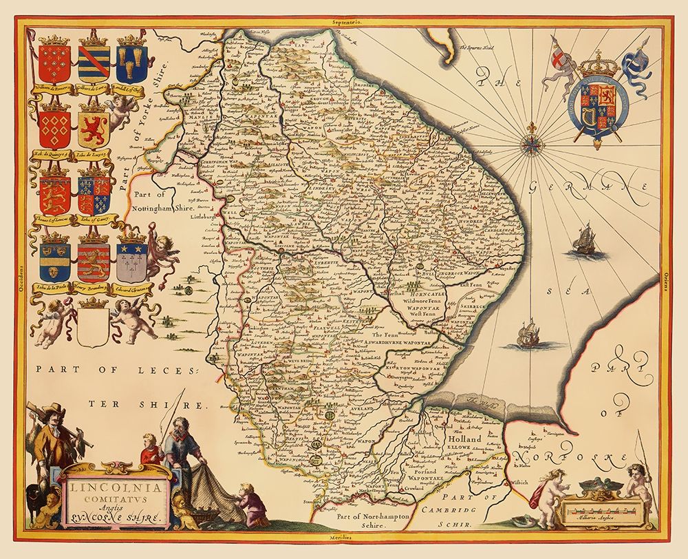 Lincolnshire County England - Jansson 1646 art print by Jansson for $57.95 CAD