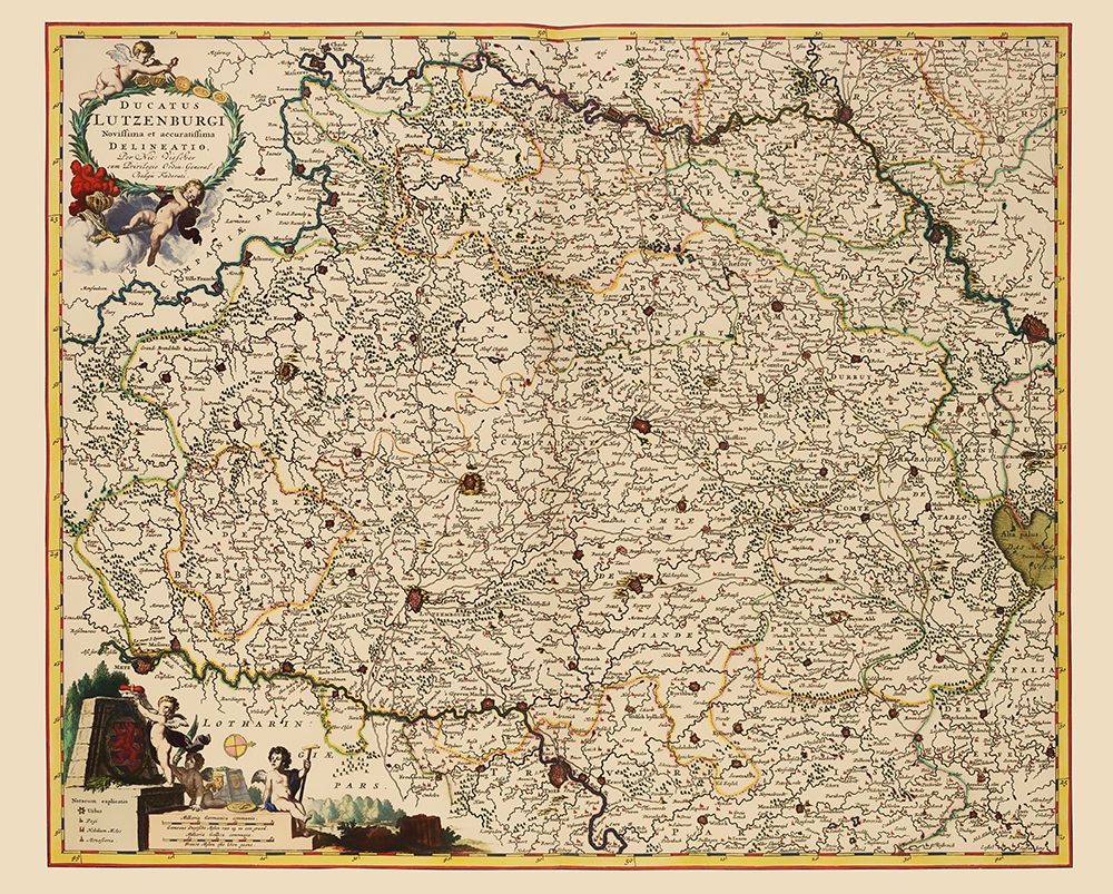 Benelux Luxembourg - Visscher 1680 art print by Visscher for $57.95 CAD