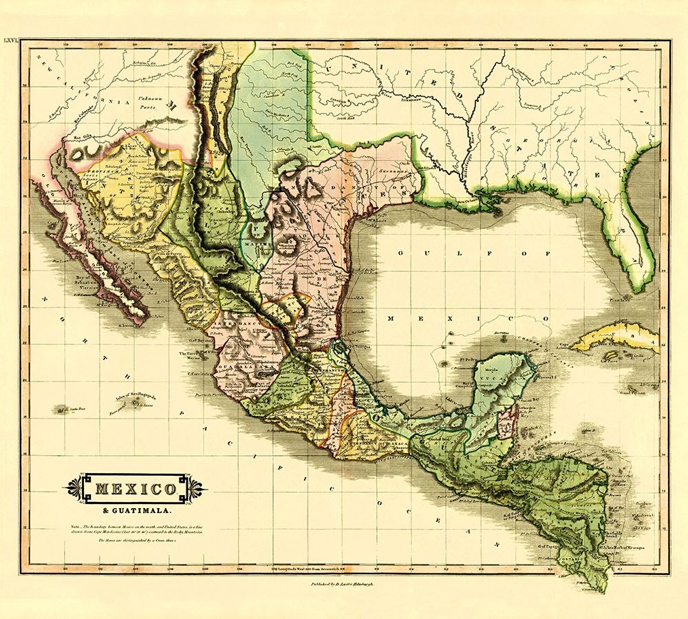 Mexico Guatemala - Lizars 1831 art print by Lizars for $57.95 CAD