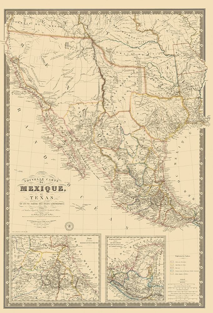 Southwest United States Mexico - Brue 1840 art print by Brue for $57.95 CAD