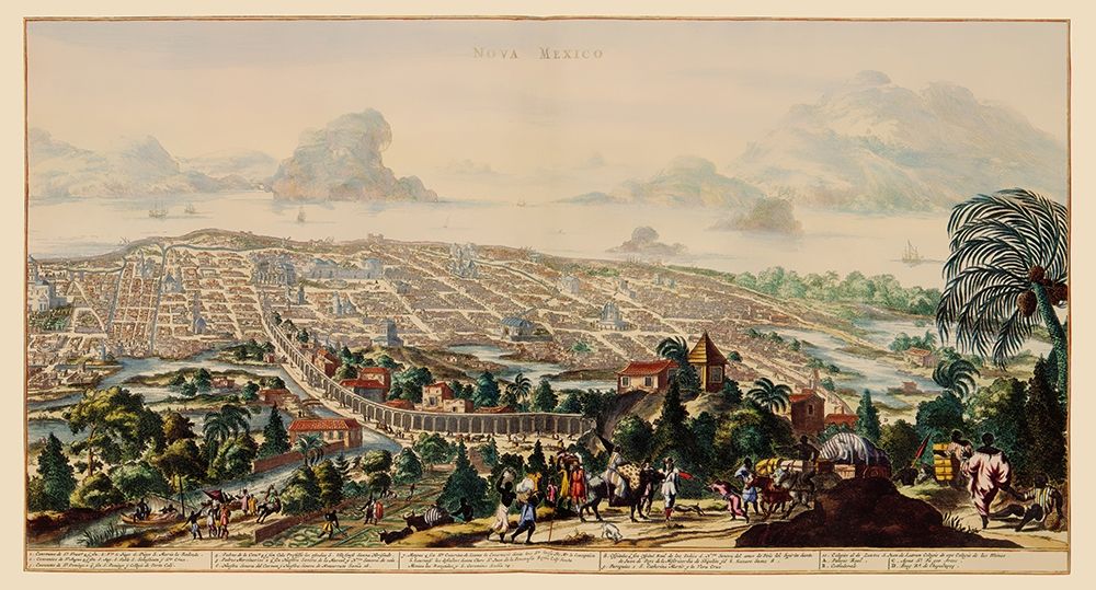Panoramic Mexico City Mexico - Ogilby 1671 art print by Ogilby for $57.95 CAD