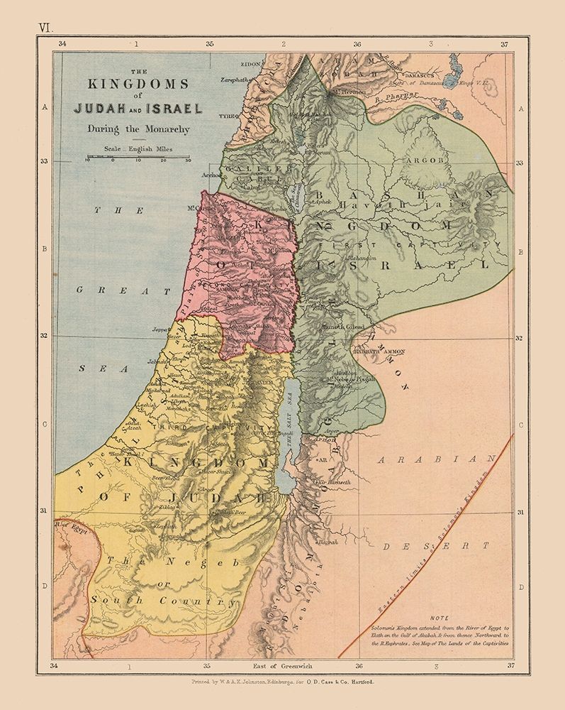 Kingdoms of Judah Israel Middle East - Case 1878 art print by Case for $57.95 CAD