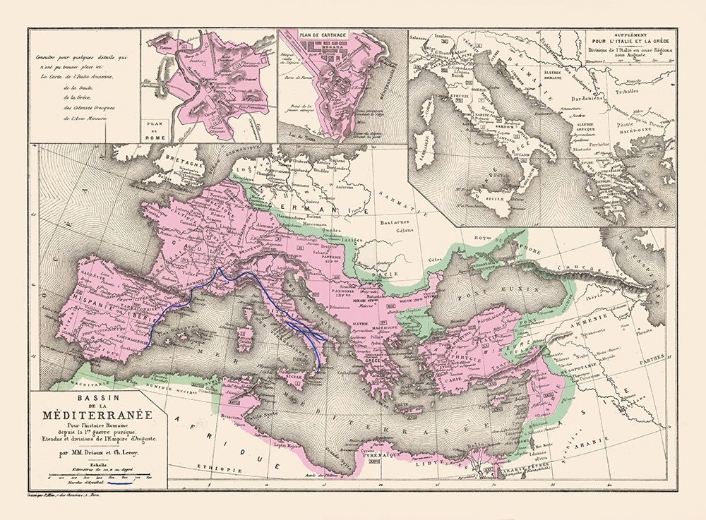 Mediterranean Basin Europe - Drioux 1882 art print by Drioux for $57.95 CAD
