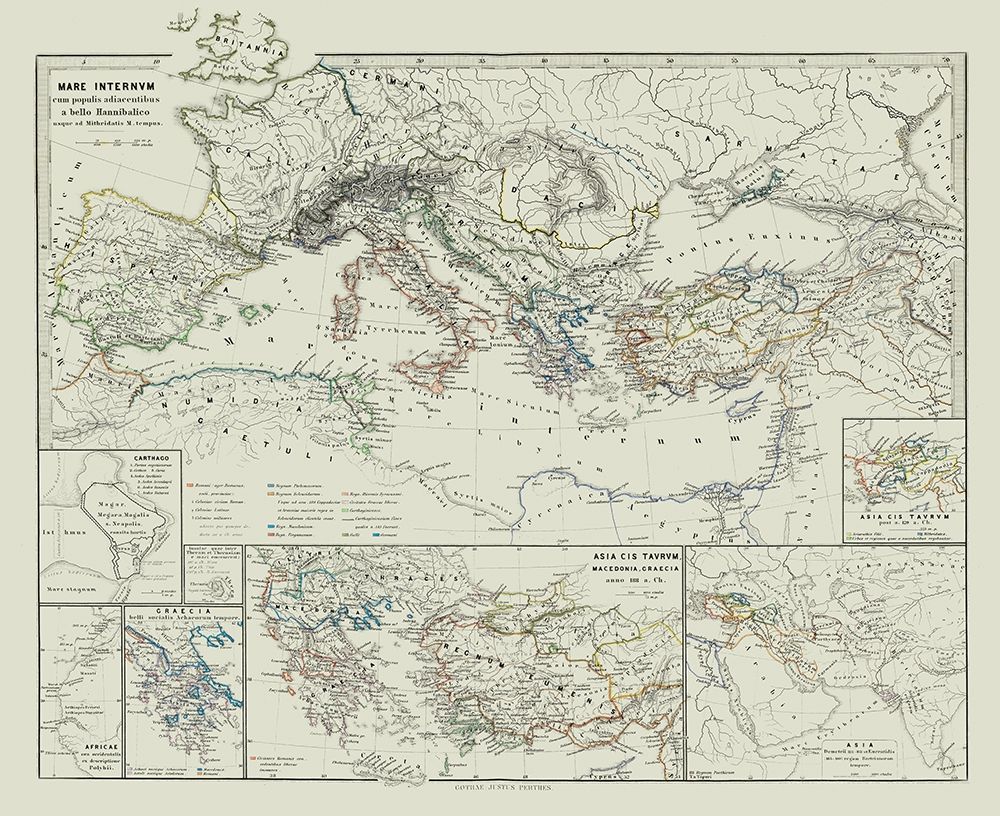 Mediterranean Asia Europe - Spruner 1865 art print by Spruner for $57.95 CAD