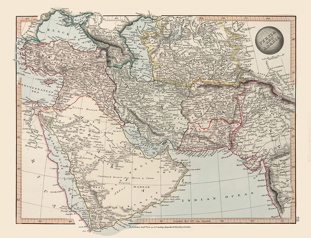 Middle East Persia Arabia - Arrowsmith 1825 art print by Arrowsmith for $57.95 CAD