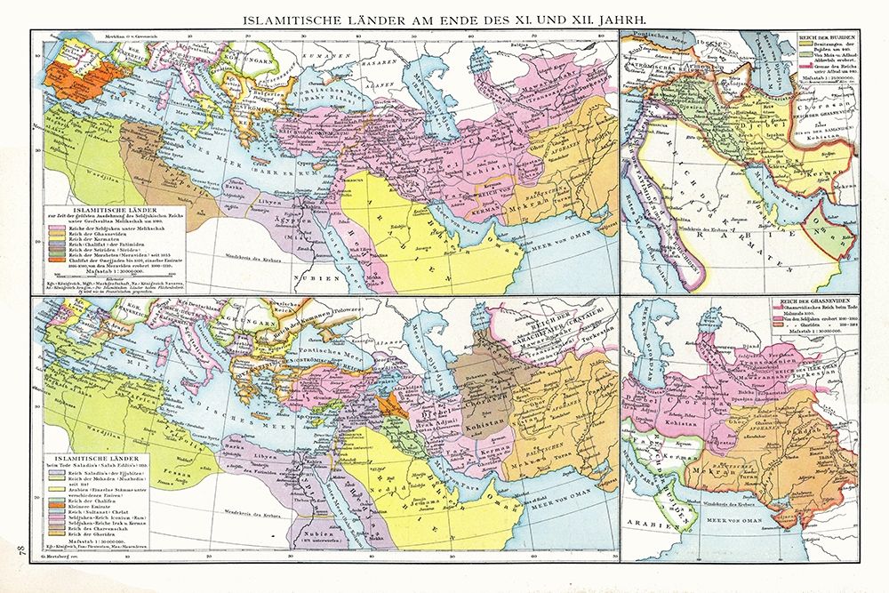 Middle East Muslim Lands 11 to 12 Century art print by Droysen for $57.95 CAD