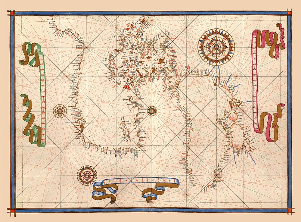 Turkey Greece Mediterranean Ports - Martines 1587  art print by Martines for $57.95 CAD