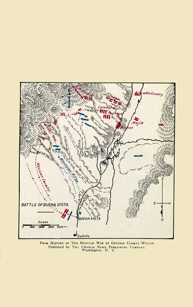 Buena Vista Mexico Battle Map 1892 art print by Church News Publishing for $57.95 CAD