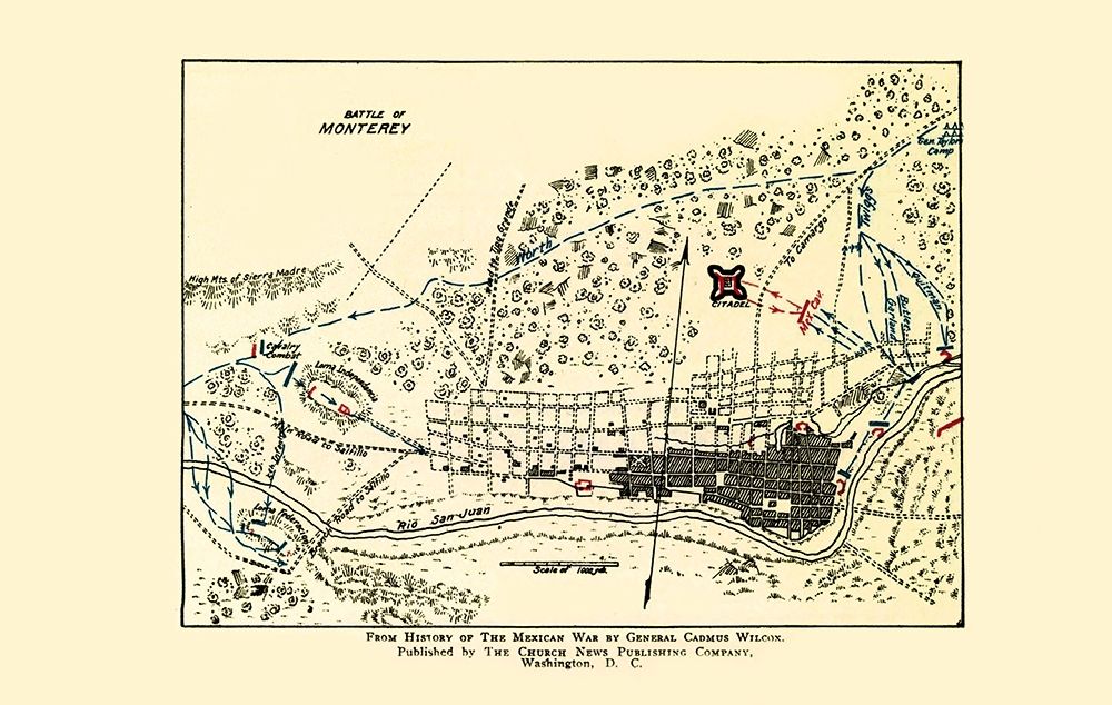 Monterey Battle Map Mexican American War 1892 art print by Church News Publishing for $57.95 CAD