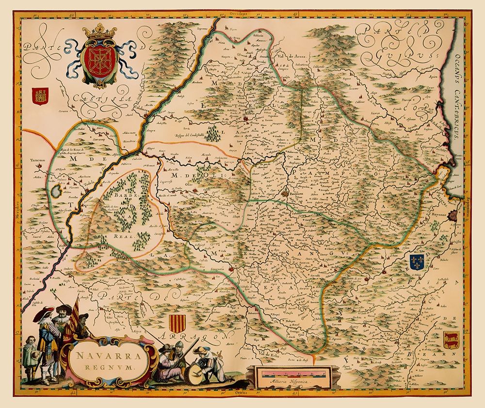 Iberian Peninsula Navarre Spain - Jansson 1638 art print by Jansson for $57.95 CAD