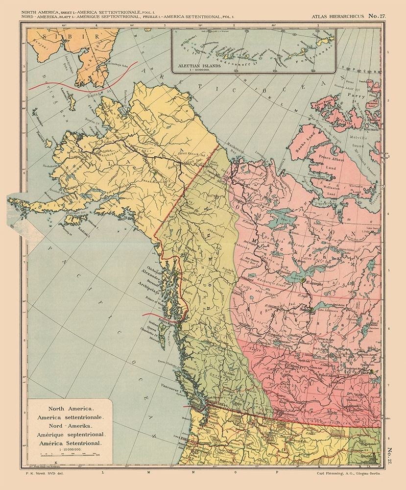 North America Canada United States - Streit 1913 art print by Streit for $57.95 CAD