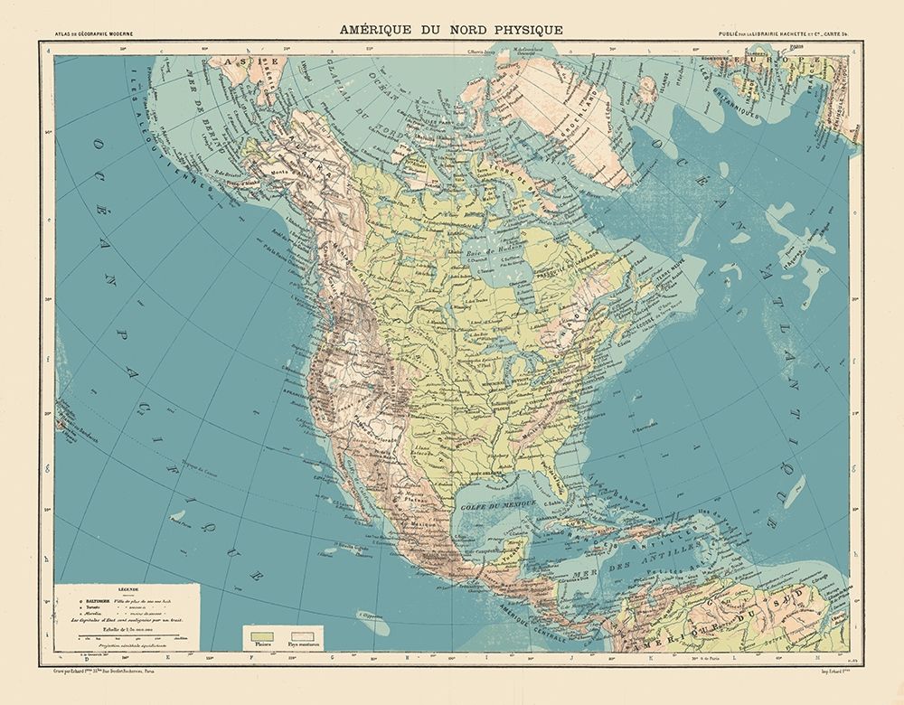 Physical of North America - Schrader 1908 art print by Schrader for $57.95 CAD