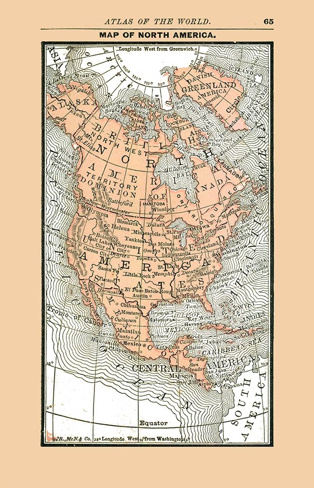 North America United States Mexico Canada art print by Alden for $57.95 CAD