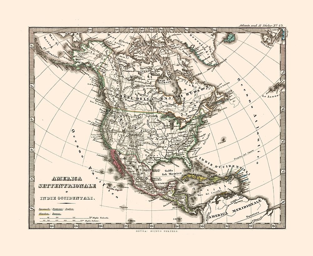 North America - Perthes 1870  art print by Perthes for $57.95 CAD