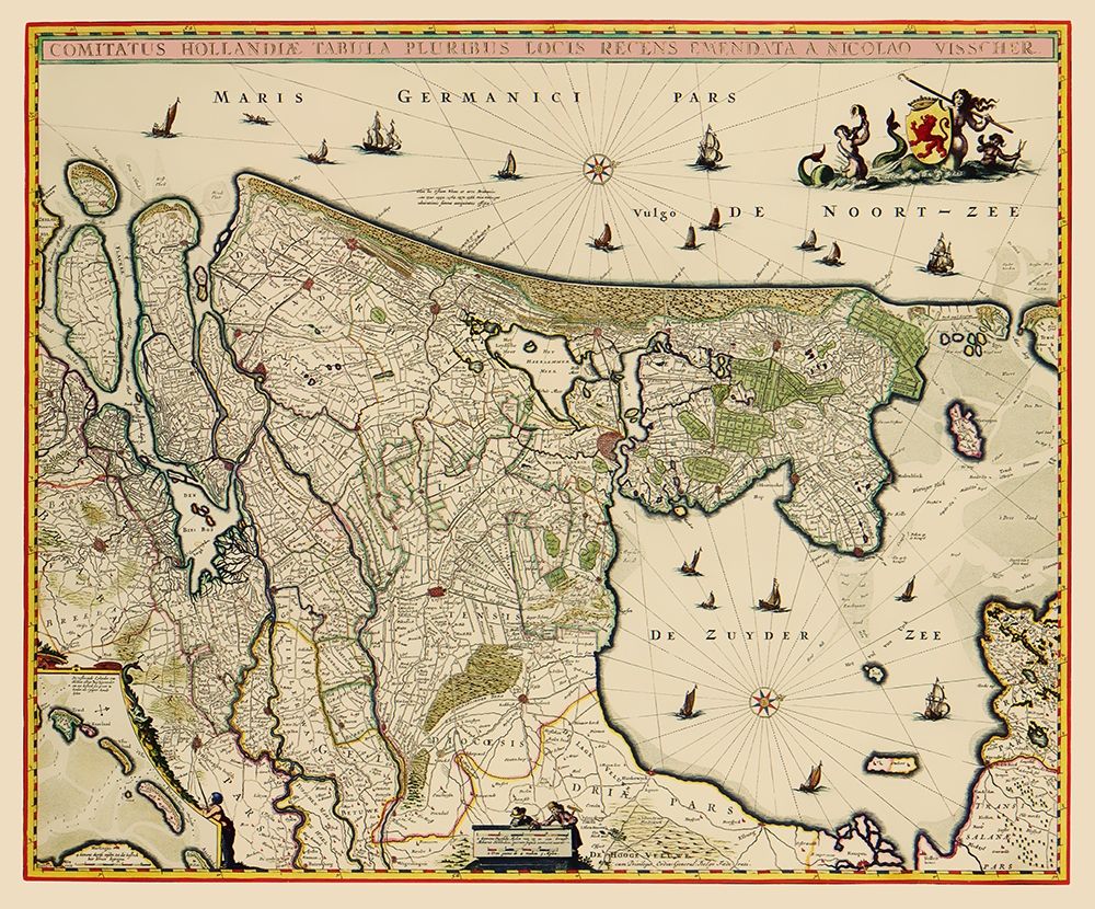 Holland Netherlands - Visscher 1682 art print by Visscher for $57.95 CAD