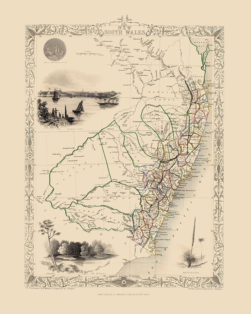 New South Wales Van Diemens Land Australia art print by Tallis for $57.95 CAD