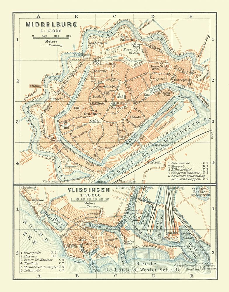 Europe Middelburg Vlissingen Netherlands art print by Baedeker for $57.95 CAD