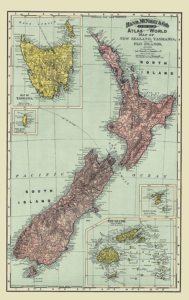 Tasmania Fiji Oceania New Zealand Australia art print by Rand McNally for $57.95 CAD