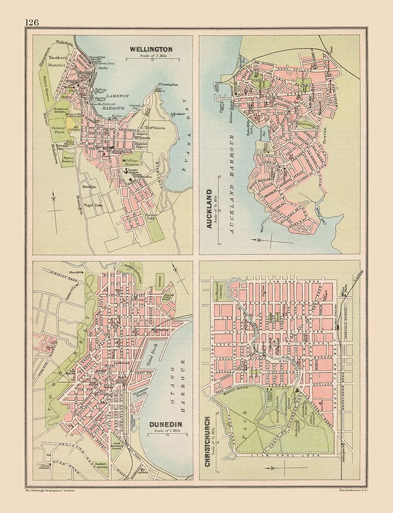 Major Cities New Zealand Oceania - Bartholomew art print by Bartholomew for $57.95 CAD