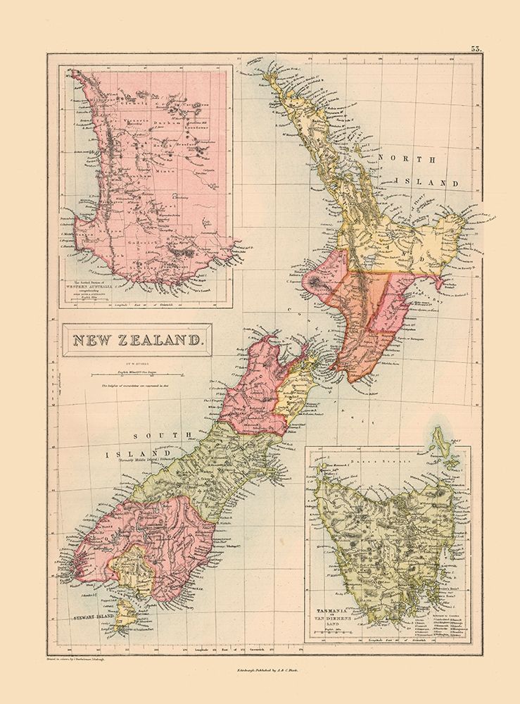 Oceania New Zealand - Black 1867 art print by Black for $57.95 CAD