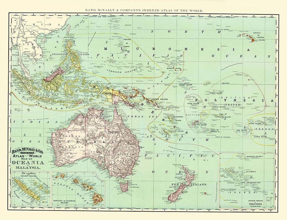 Oceania Malaysia - Rand McNally 1892 art print by Rand McNally for $57.95 CAD