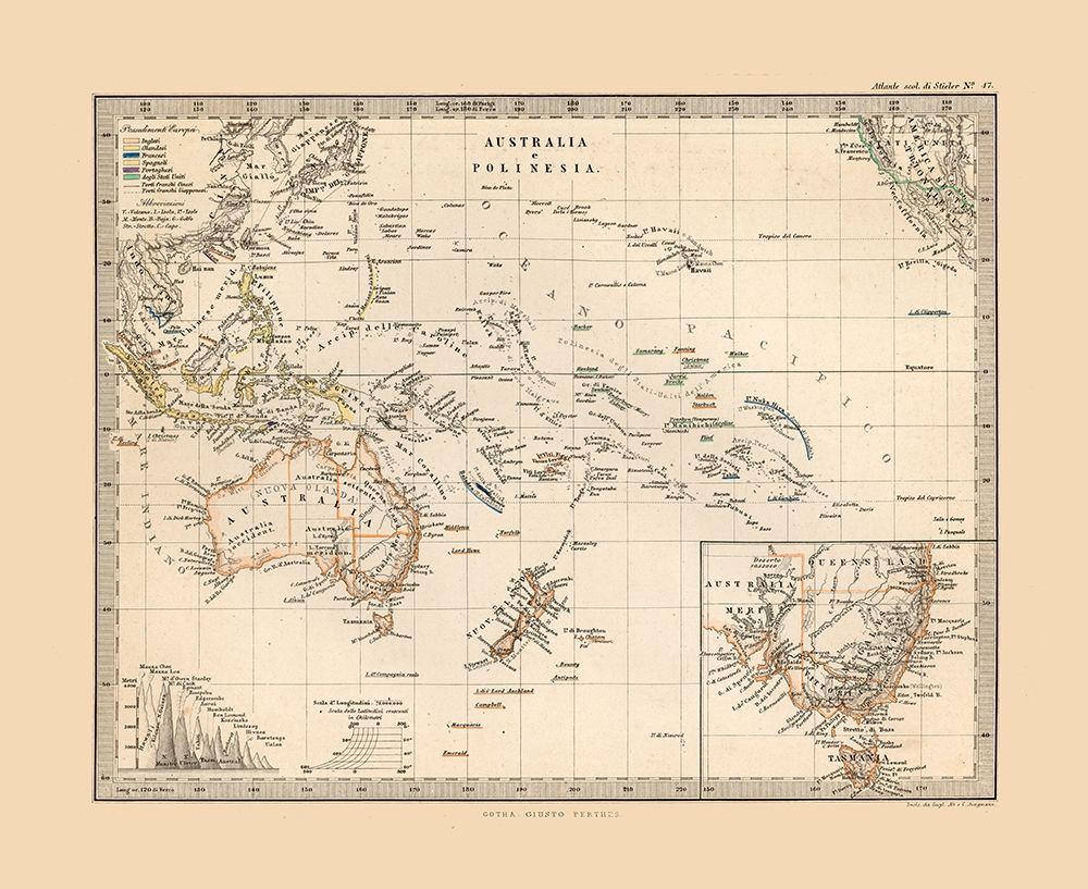 Oceania - Perthes 1870  art print by Perthes for $57.95 CAD