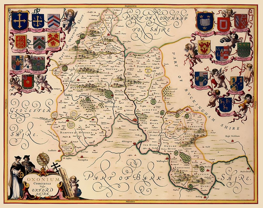Oxfordshire County England - Jansson 1646 art print by Jansson for $57.95 CAD