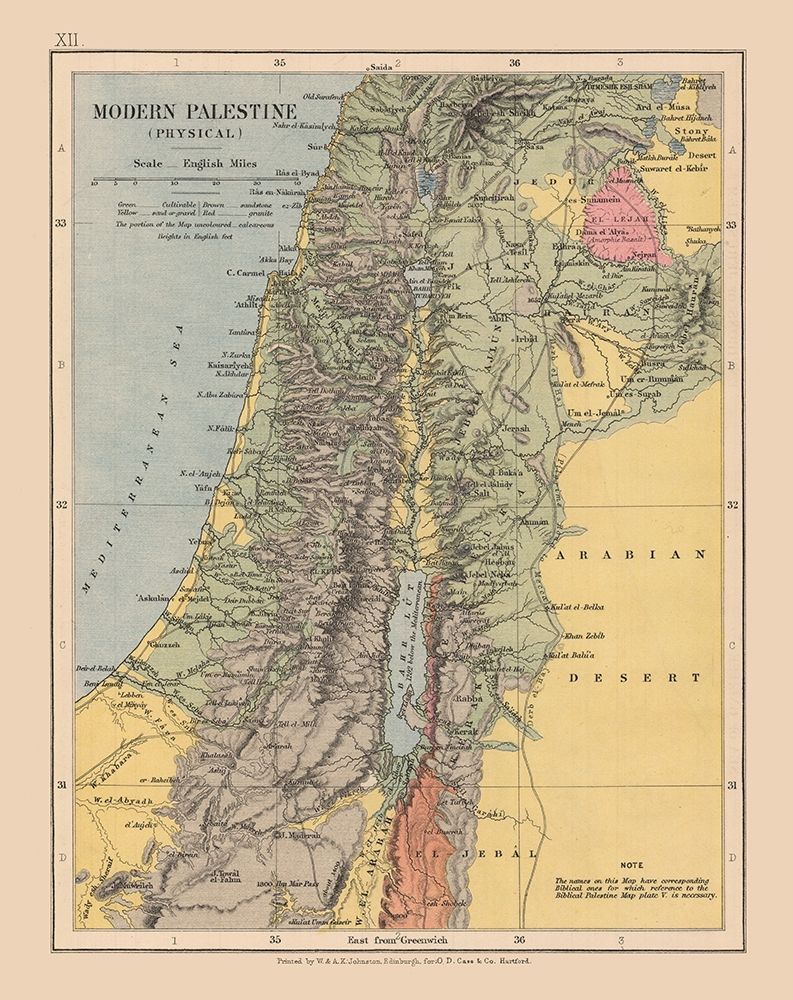 Middle East Physical Palestine Israel - Case 1878 art print by Case for $57.95 CAD
