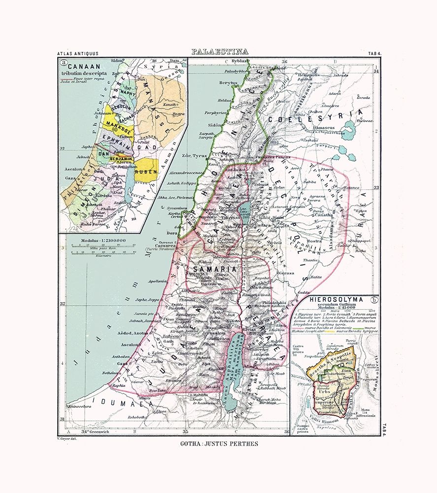 Middle East Palestine Israel - Perthes 1896 art print by Perthes for $57.95 CAD